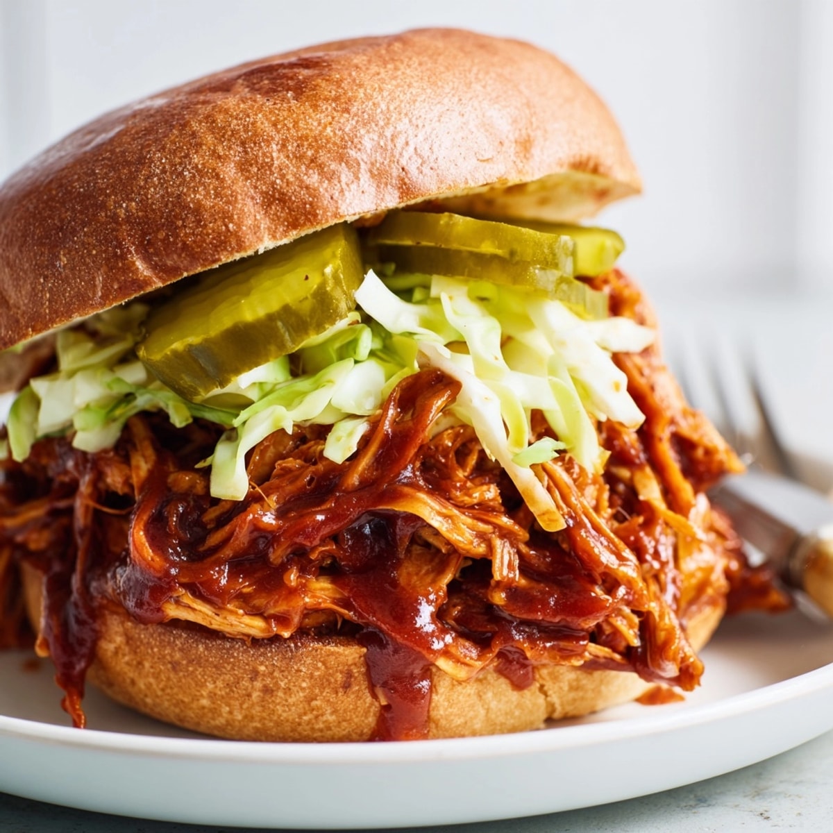 Sandwich au porc effiloché de jacquier BBQ : un délice végétalien fumé et savoureux.