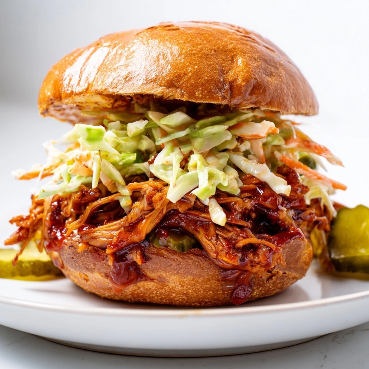 Tendres sandwichs au porc effiloché de jacquier BBQ, nappés de salade de chou fraîche et acidulée.