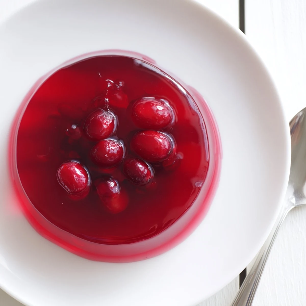 Homemade American cranberry jelly, showcasing its rich red color and delicious, sweet-tart flavor.