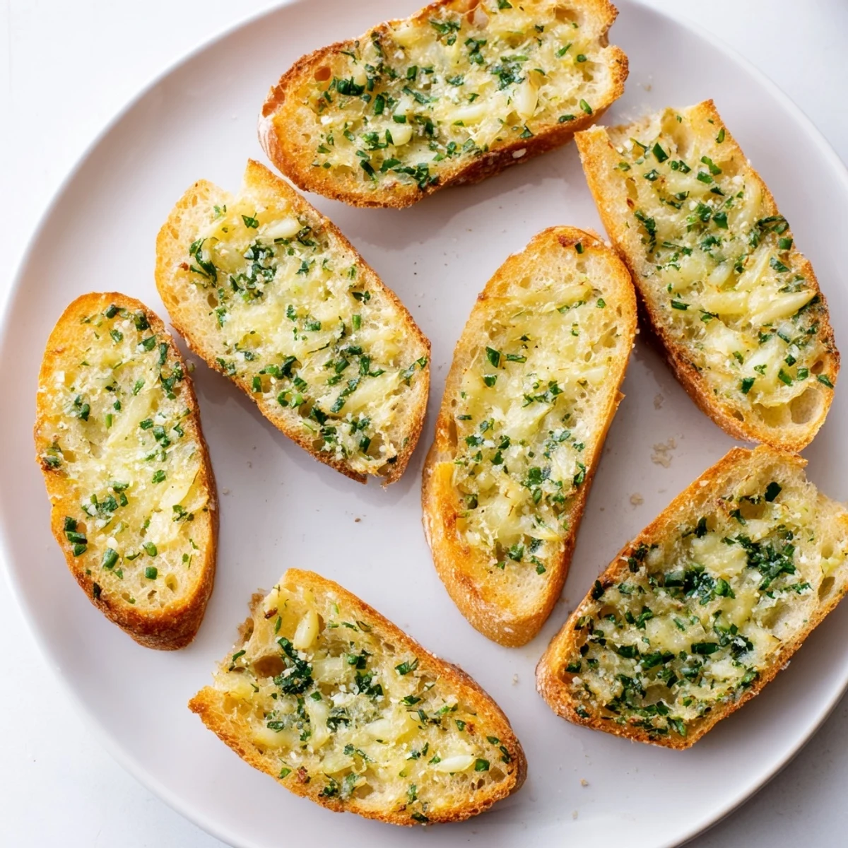 Close-up of golden, aromatic garlic bread, perfect for dipping into your favorite marinara.
