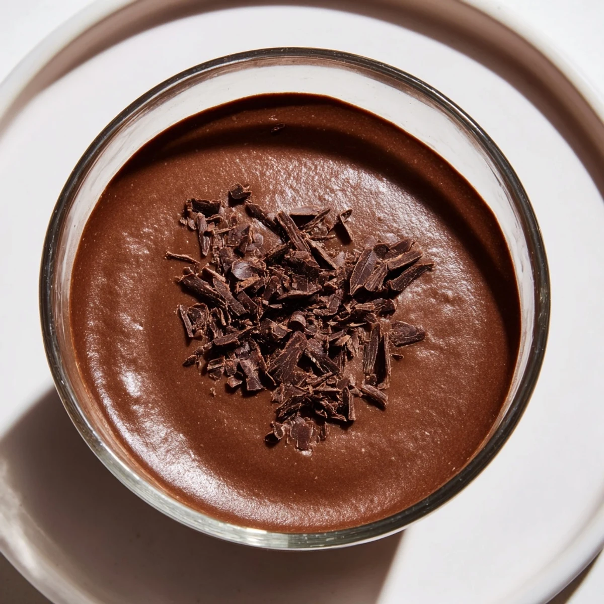 A creamy, chilled chocolate pudding, swirled with dark chocolate and ready to enjoy.