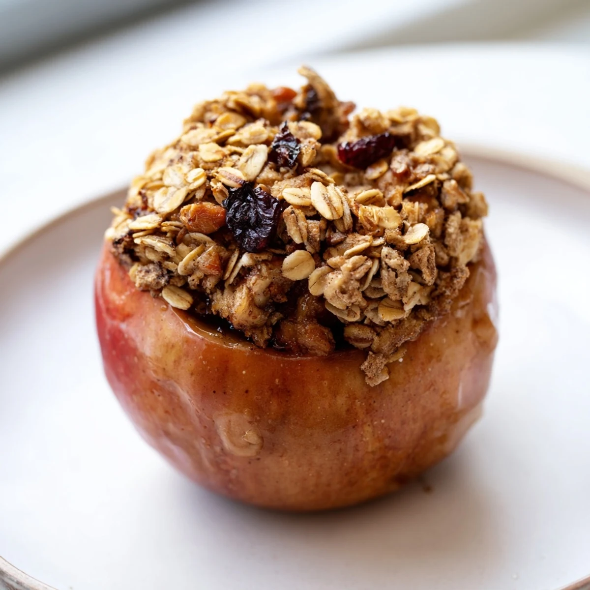 Baked Apple: Delicious Baked Apples, filled with a sweet, nutty mixture and served with a scoop of vanilla.
