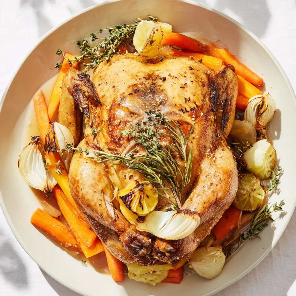 Poulet rôti ail herbes