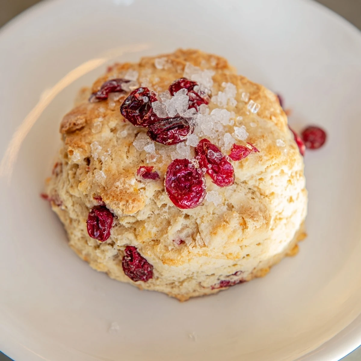 Freshly baked cranberry scones, a British classic, beautifully golden and slightly sweet for a treat.
