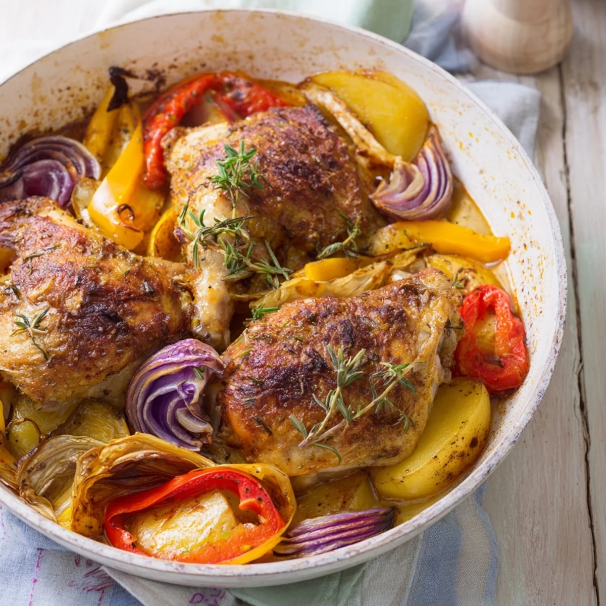 Flavorful Baked Chicken with Herbs and Vegetables, perfect for a cozy, gluten-free weeknight dinner.