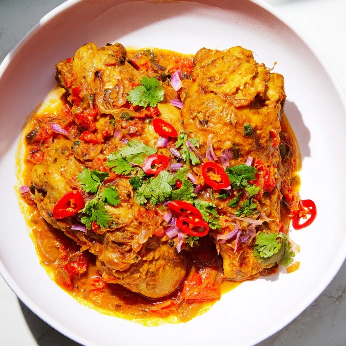 Poulet curry mijoté tendre