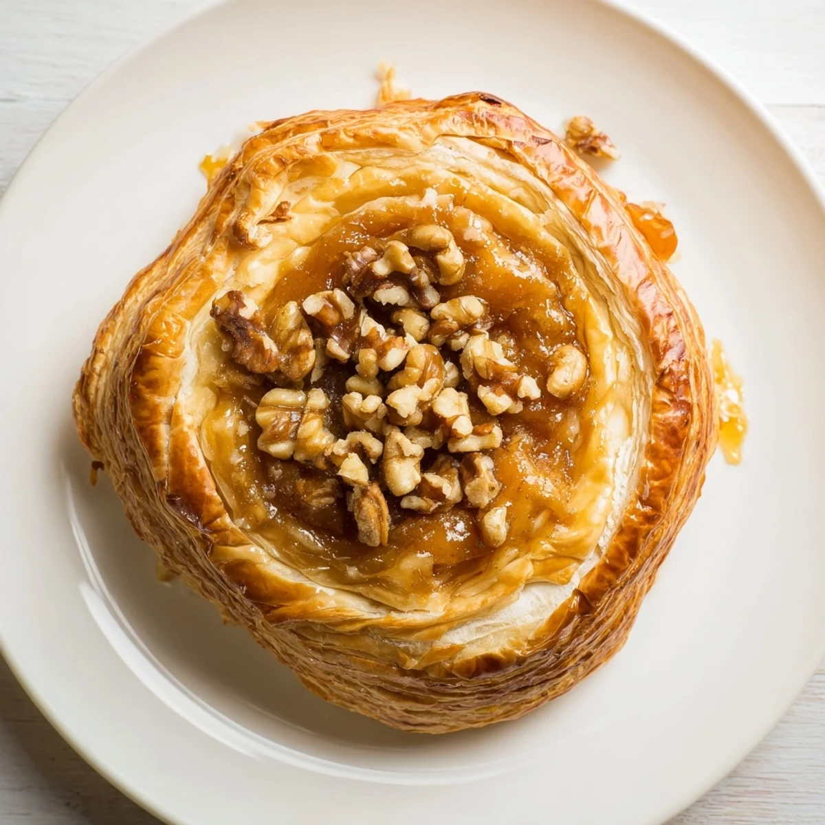 Golden, flaky Baked Brie, a warm appetizer with melted cheese and sweet fruit.