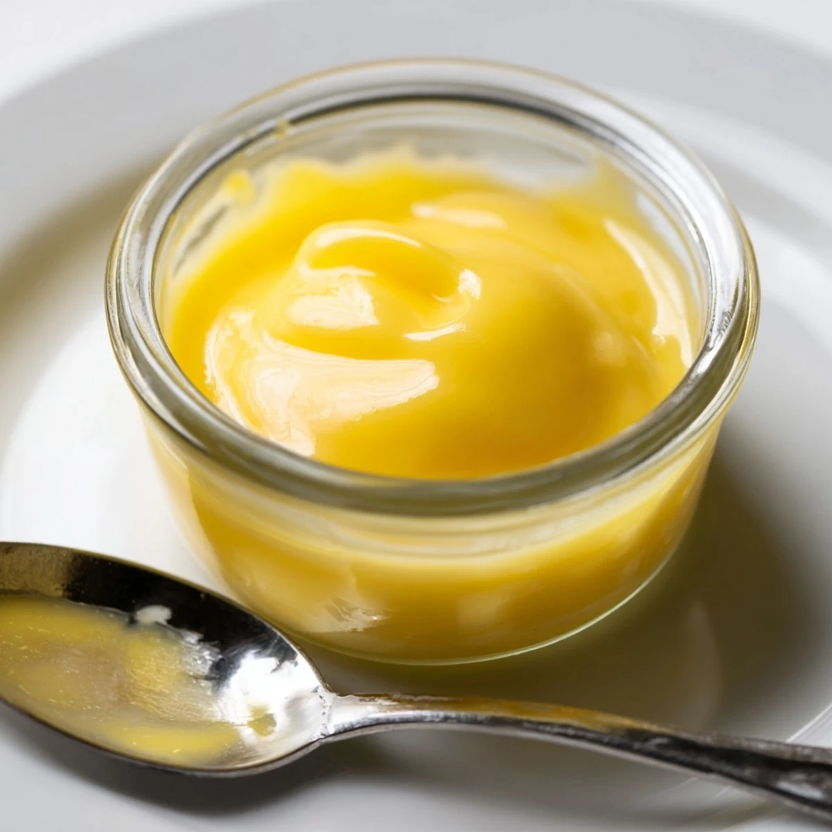 Homemade lemon curd: a rich, vibrant spread with a glossy sheen, ready for your dessert.