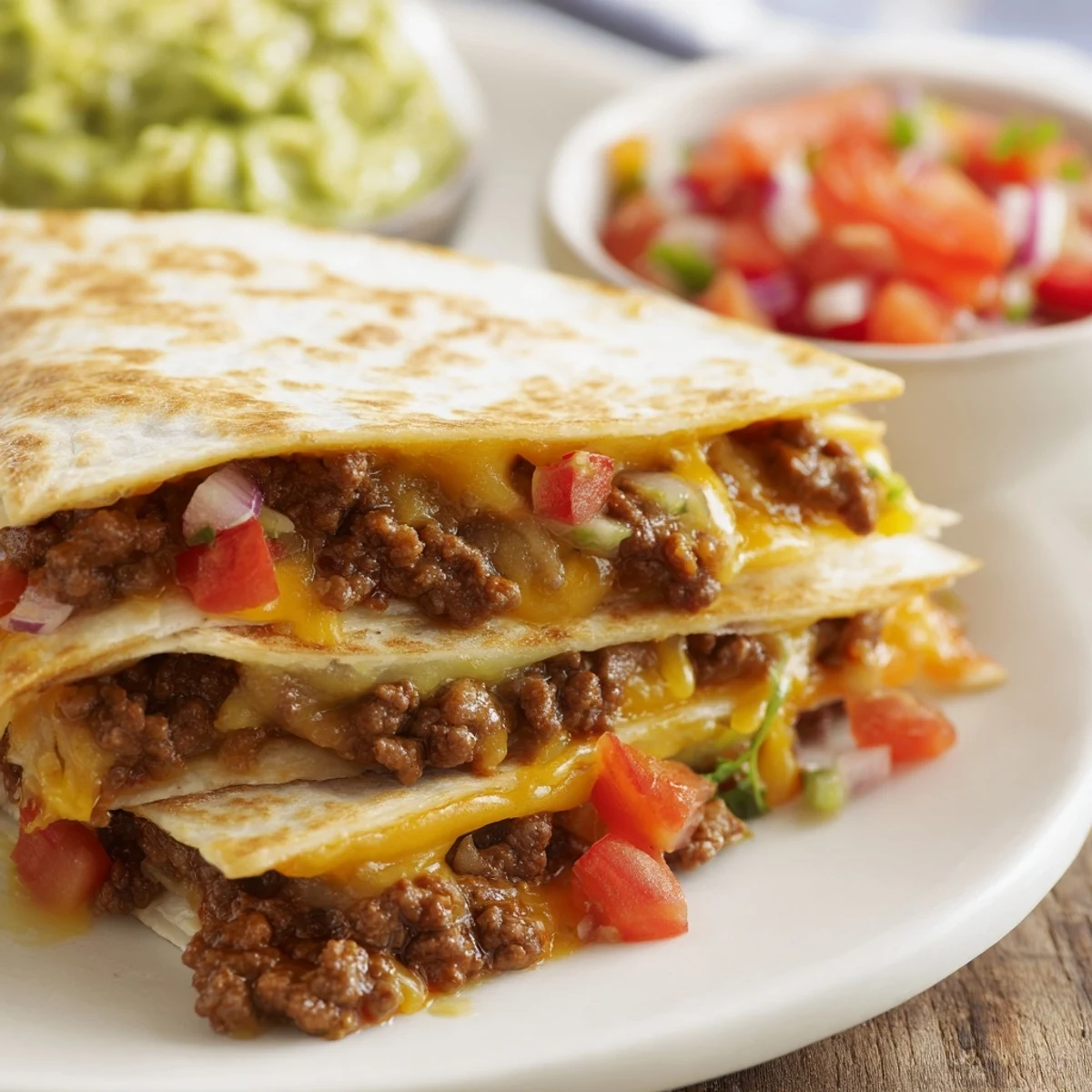 Quesadillas bœuf salsa guacamole