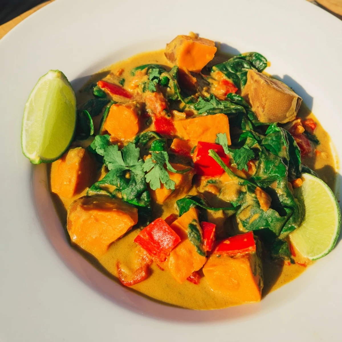 Vegan patate douce épinards