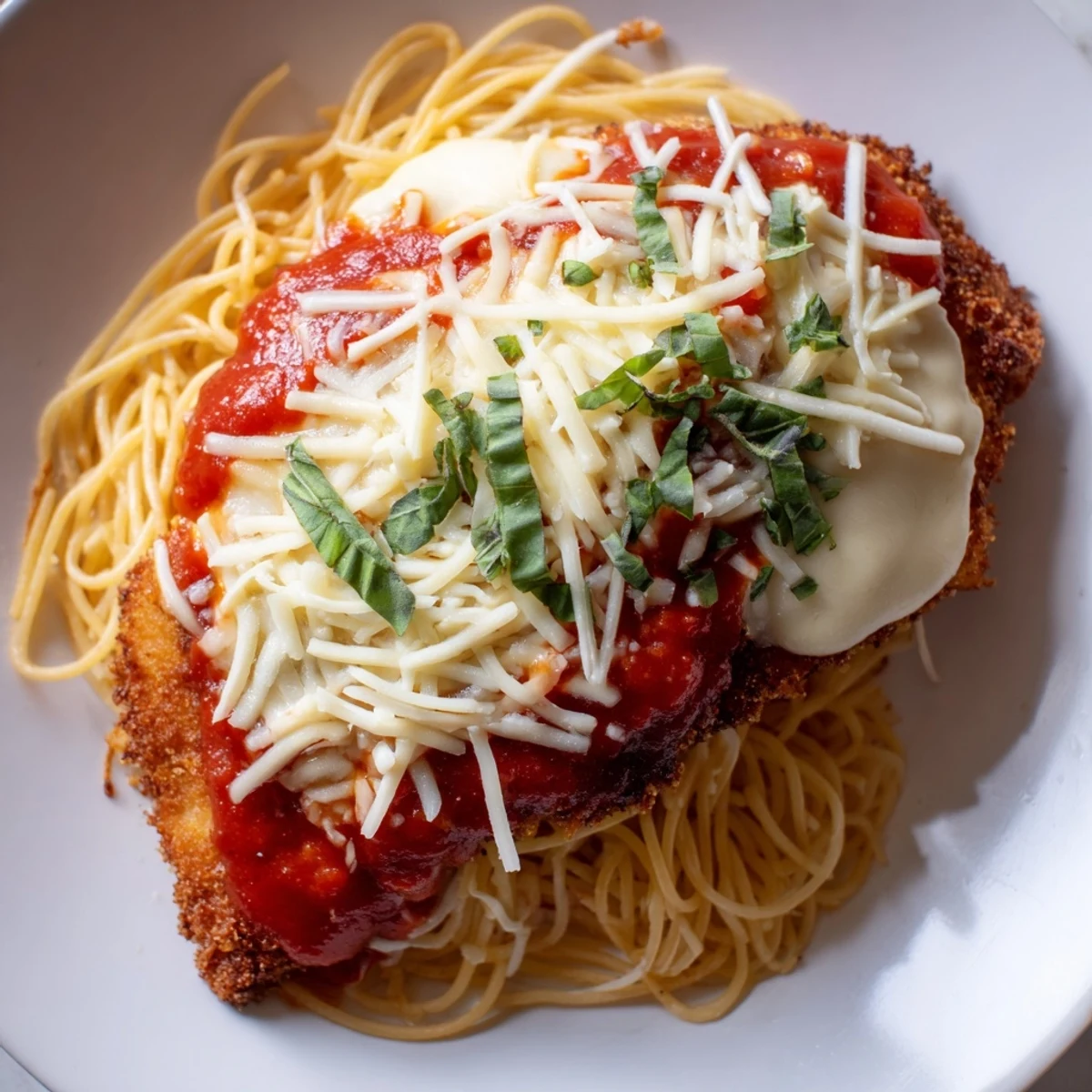 Poulet Parmesan Spaghetti Marinara