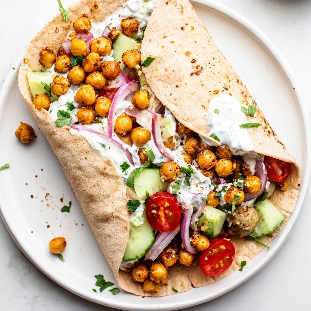 Wrap épicé pois chiches frais