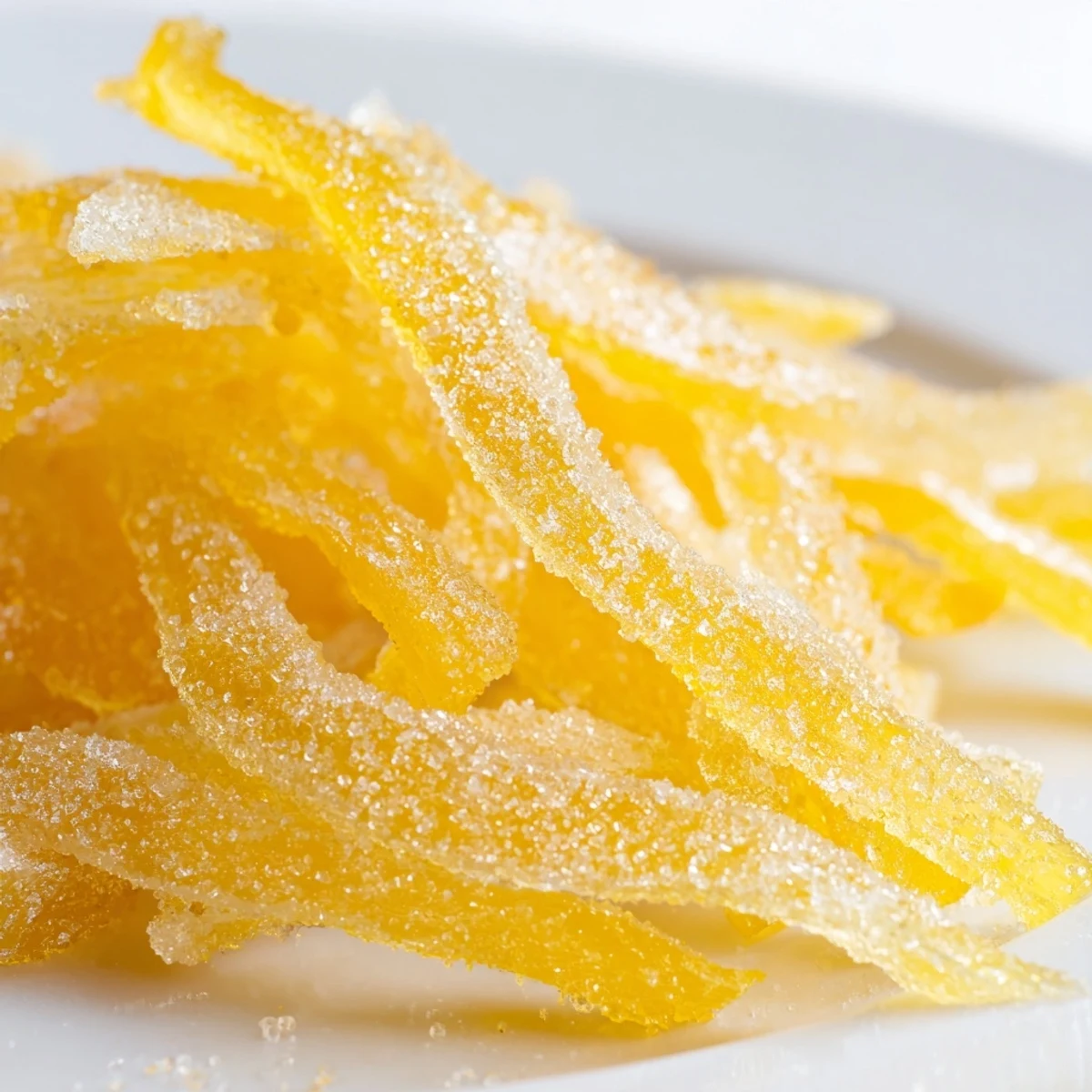 Citrons confits légèrement séchés, enrobés de sucre cristallisé, une douceur acidulée parfaite pour le goûter.