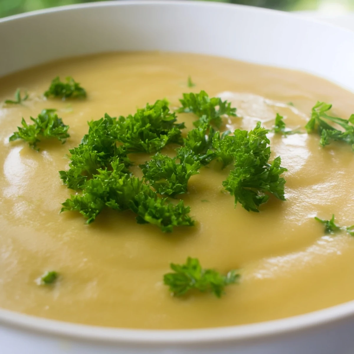 Écrasé partiel de la veloutée Creamy Lunch Soup, révélant carottes, pommes de terre et zucchini fondants.