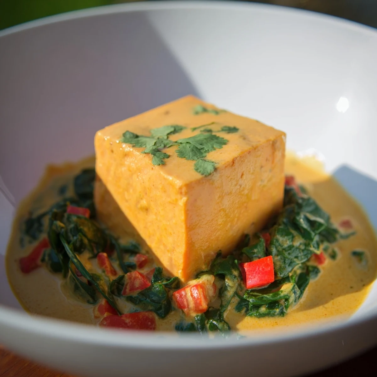 Poussière de curry et copeaux de Vegan Sweet Potato Curry avec épinards