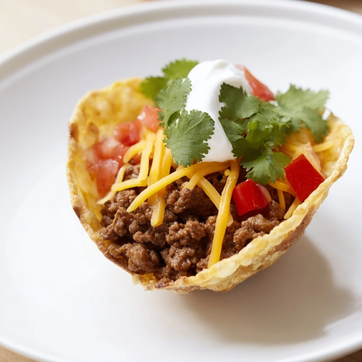 Golden mini taco shells filled with savory beef, melted cheese, and fresh cilantro, perfect for a game day appetizer platter.