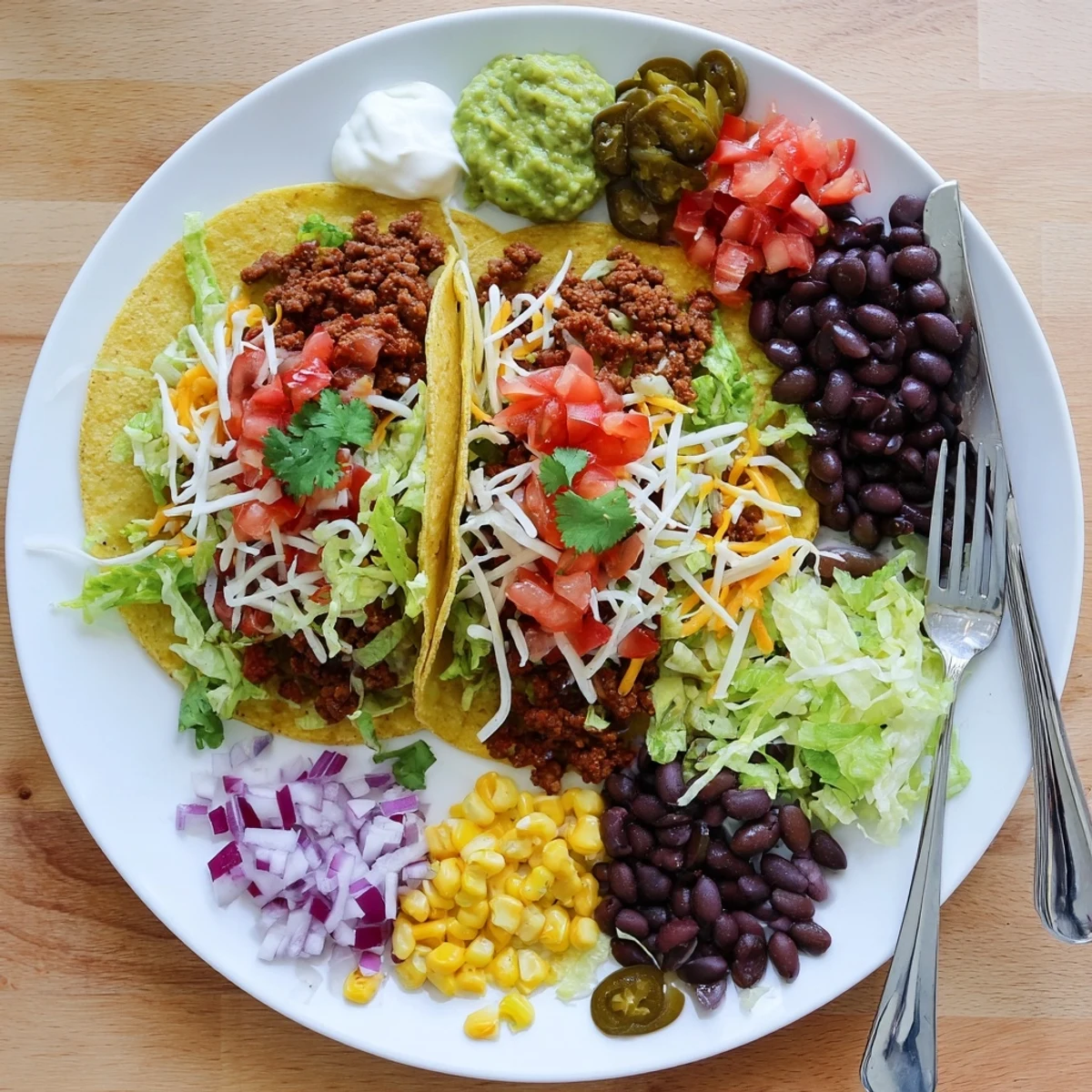 Mise en scène appetissante du "Touchdown Taco Bar" : garnitures fraîches, guacamole, salsa et fromage fondu, prêtes à être assemblées pour une soirée conviviale.