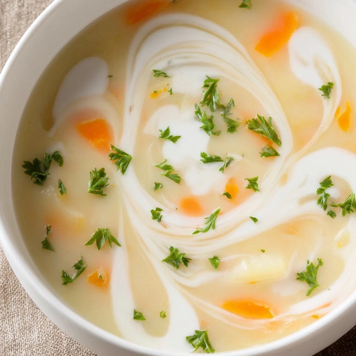 Smooth and velvety Creamy Lunch Soup Bowl topped with toasted seeds, served in a ceramic bowl.