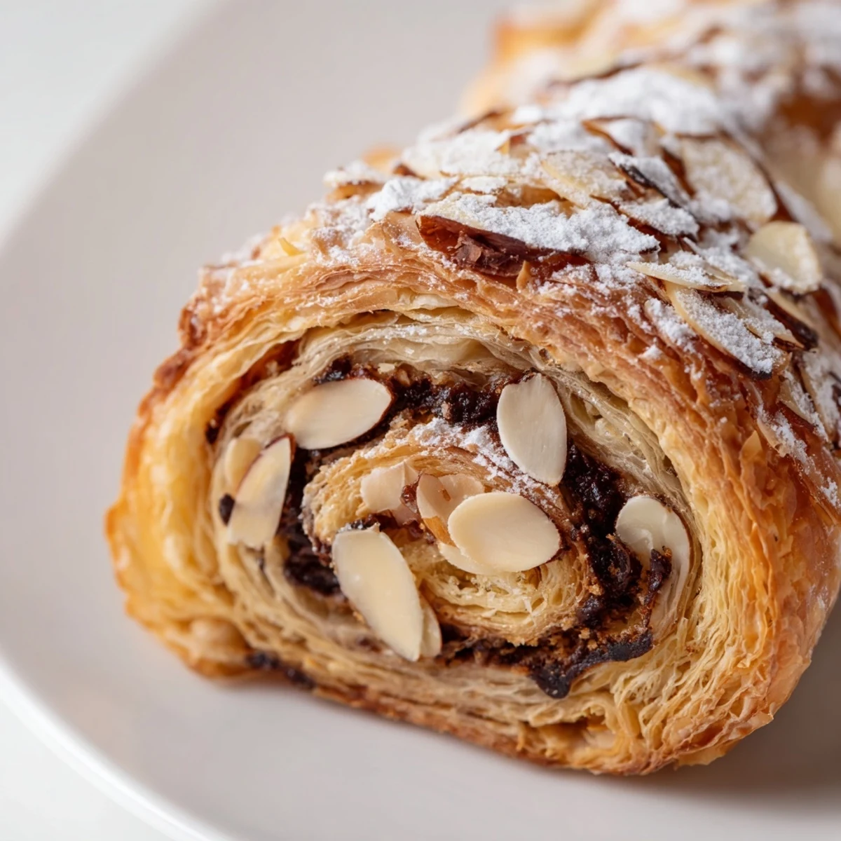 Fumée du four sur un plateau de cuisson, les Chocolate Breakfast Pastry Rolls présentent des spirales dorées remplies de chocolat fondu, prêtes à accompagner un café.