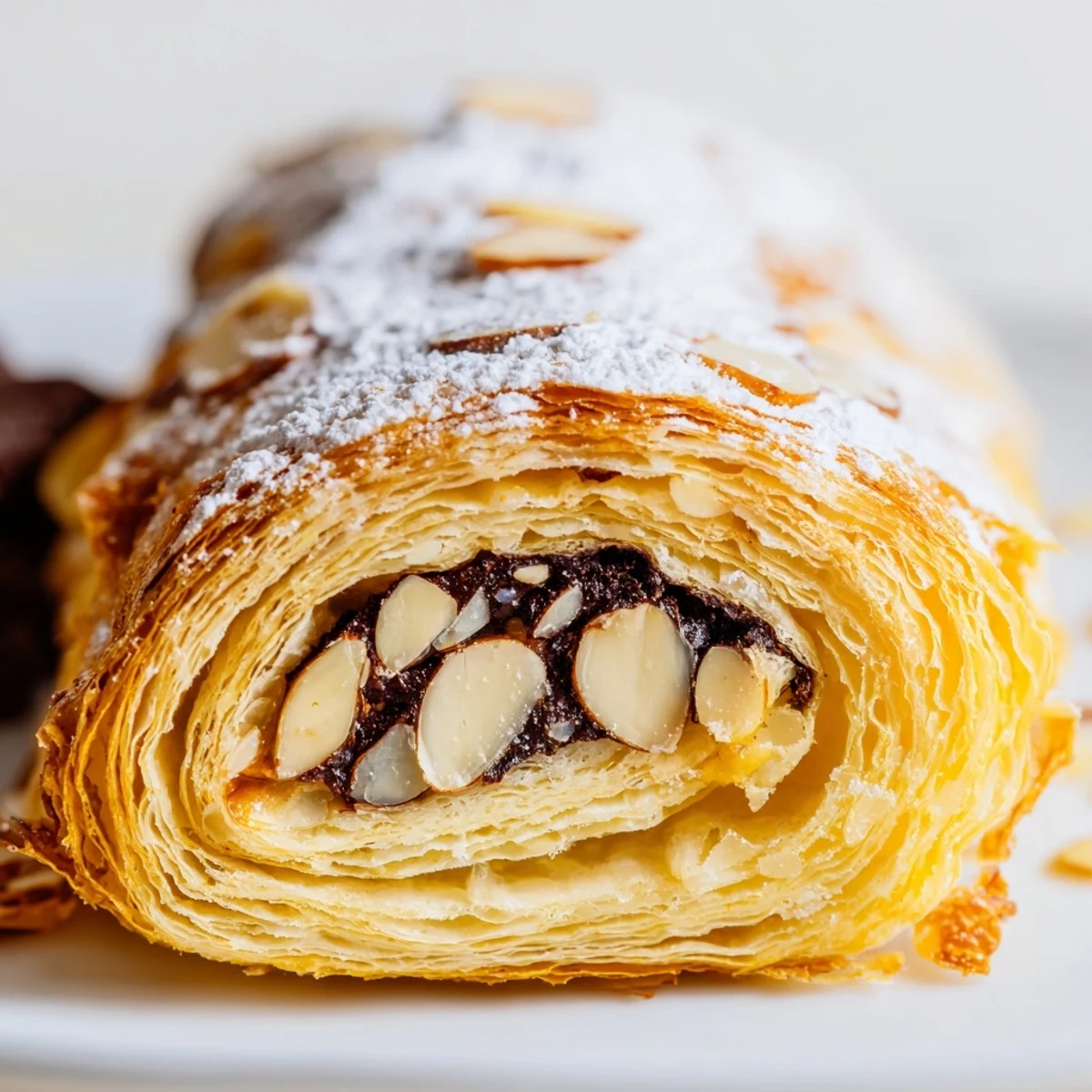 Sortant du four, ces rolls au chocolat offrent des spirales de pâte feuilletée légère, poudrées de sucre glace et garnies d'un chocolat généreux.