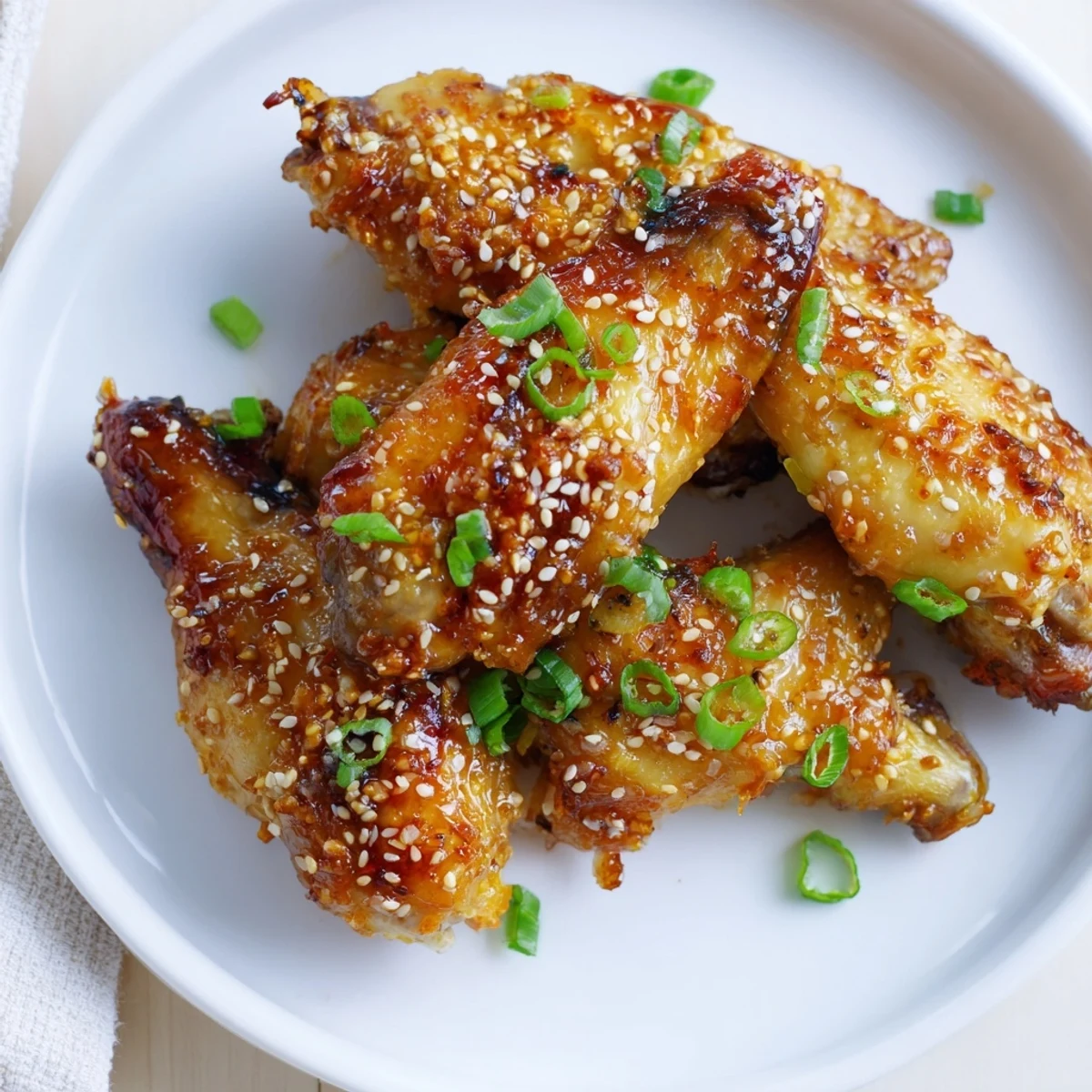 Plat d’ailes de poulet au miel et à l’ail appétissant, dorées et prêtes à être partagées.