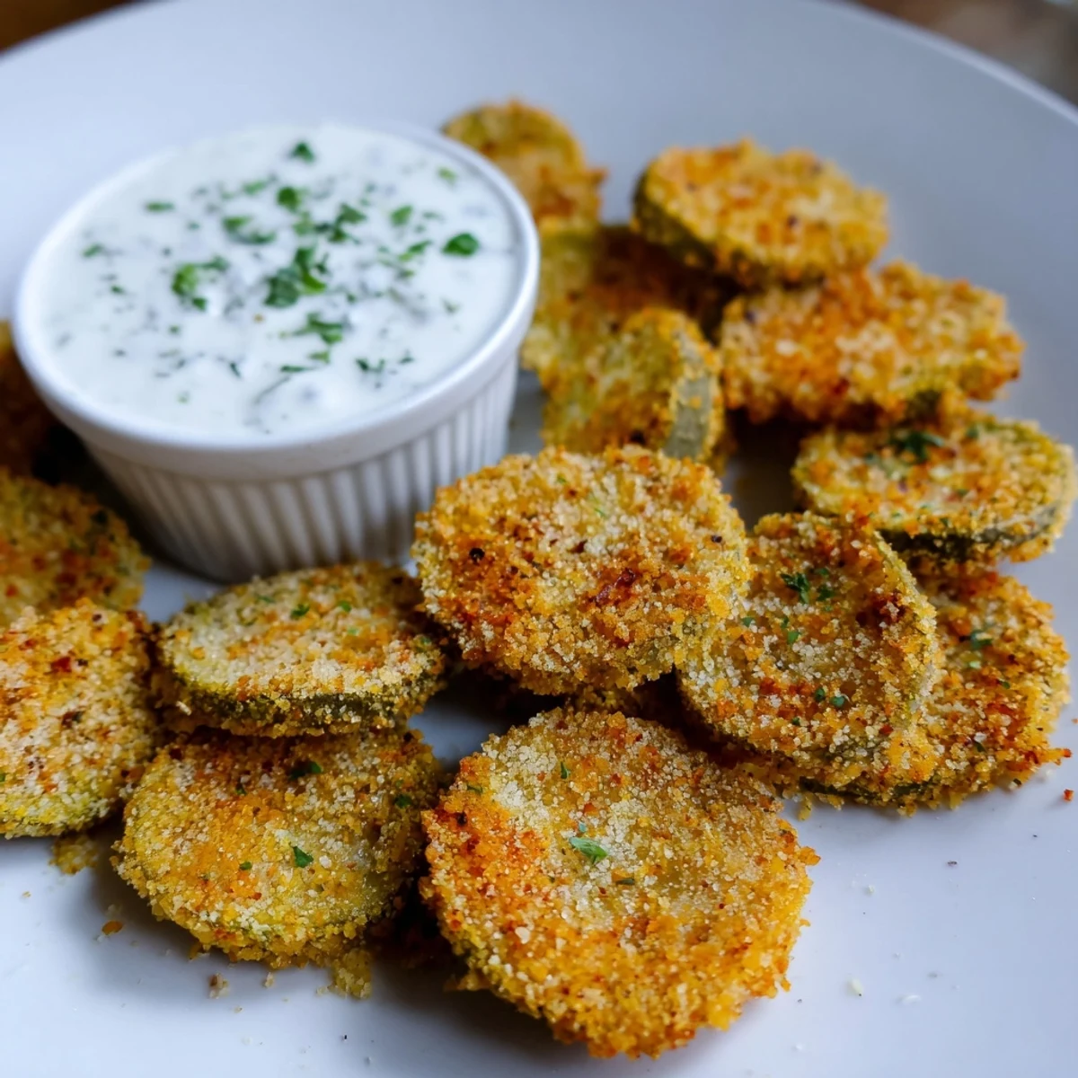 Super Bowl Fried Pickles with Ranch Dip fried golden, served warm beside a creamy dip, ideal for game day.