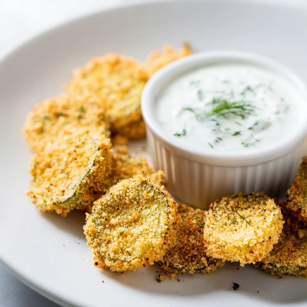 Fresh Super Bowl Fried Pickles with Ranch Dip, crispy bites with tangy pickle centers and rich herby sauce.