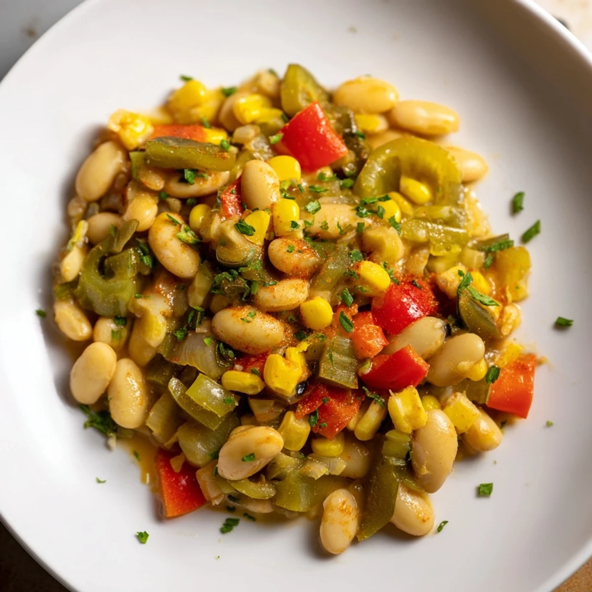 Copieuse Creole Succotash with Lima Beans, mélange de haricots de Lima et de légumes, présentée dans un bol rustique pour le dîner.