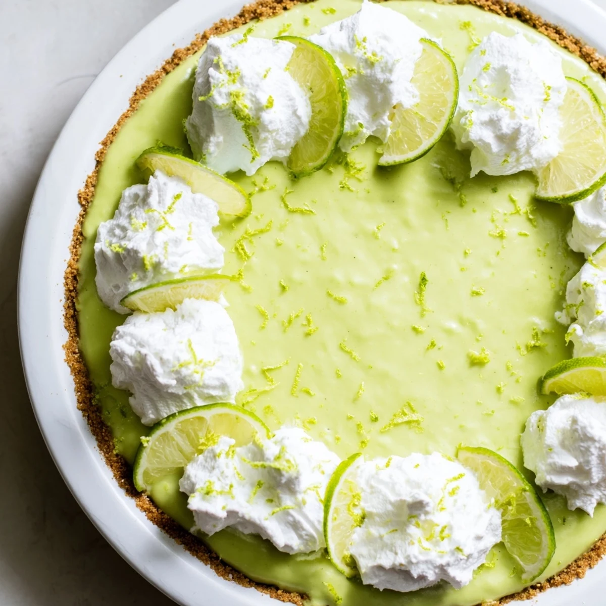 Sliced Green Key Lime Pie with Whipped Cream revealing creamy green filling, ready to serve at a sunny American picnic.