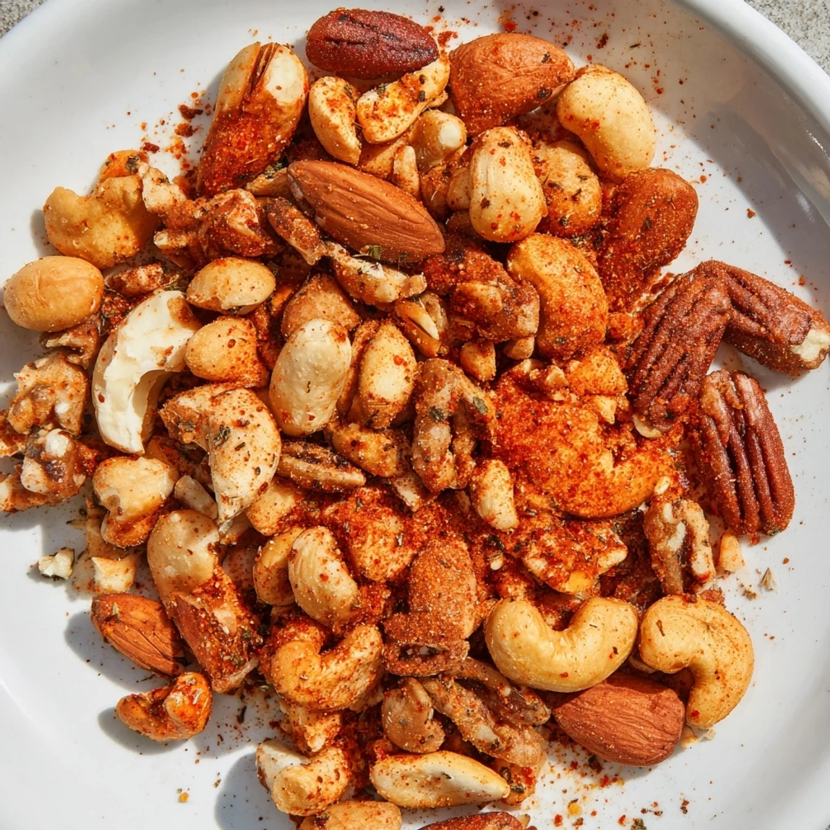 This crunchy homemade snack features medley of cashews, almonds, pecans, and peanuts.
