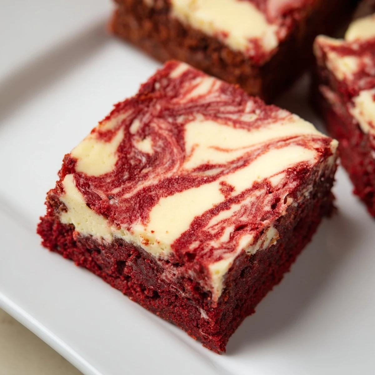 Un blond caramel de brownies rouge velours au four, mélangé de crème onctueuse et de granulés de sucre pour un dessert gourmand et visuel.