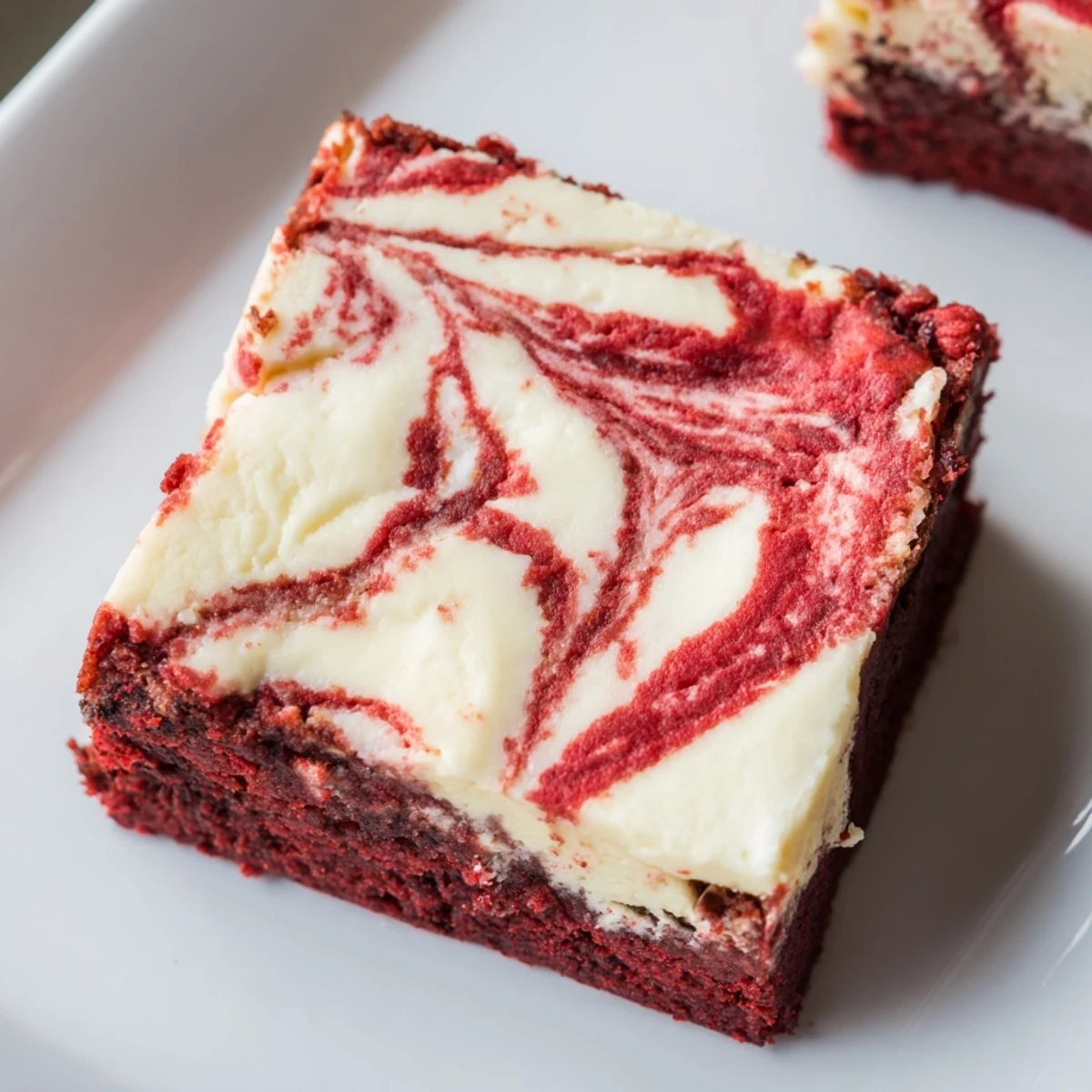 Sortant du four, des brownies rouge velours à la texture moelleuse et à l'intérieur crémeux, parfait pour un dessert riche.