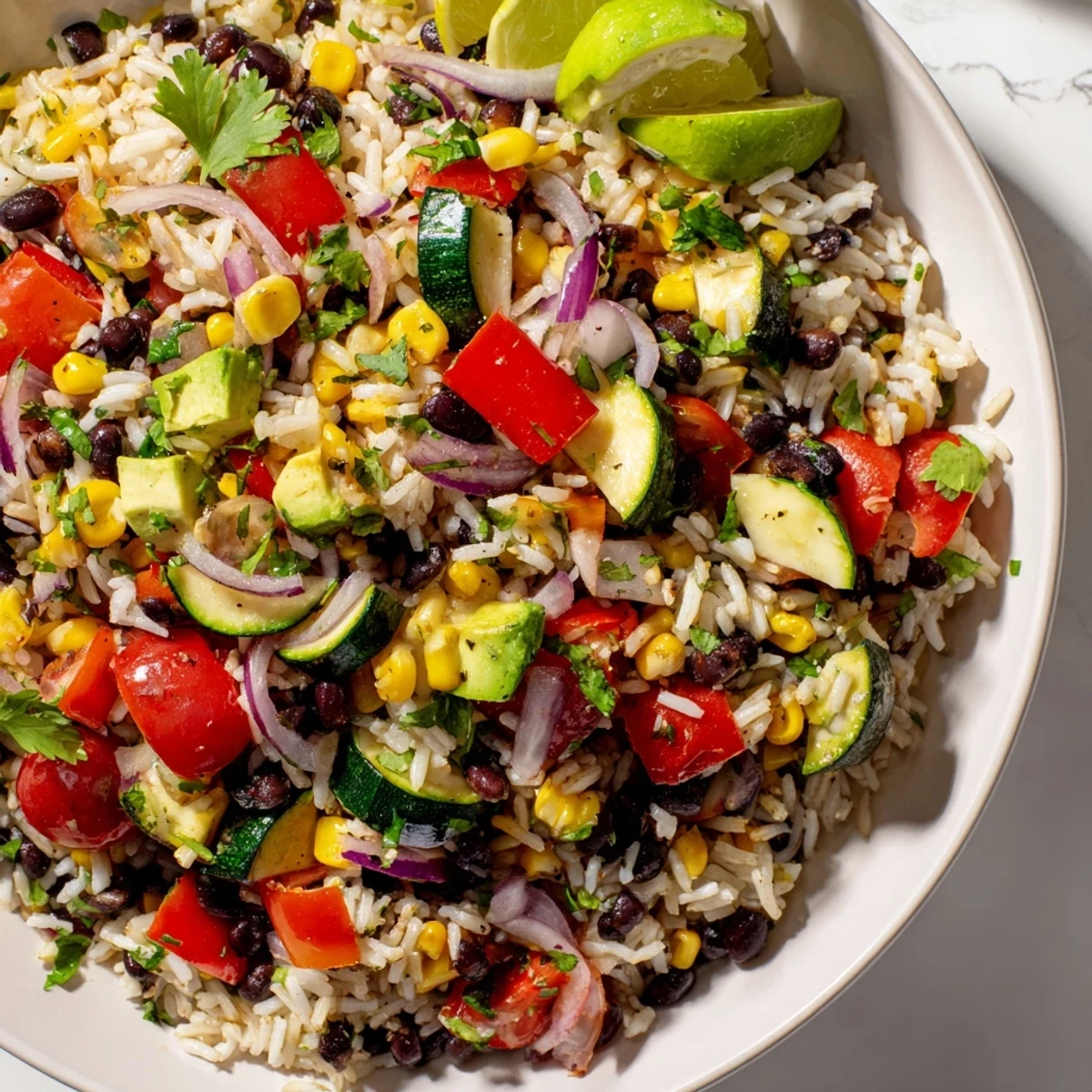 Un bol de riz au curry avec des légumes croquants et une sauce crémeuse, accompagné d'une cuillère en bois naturelle.