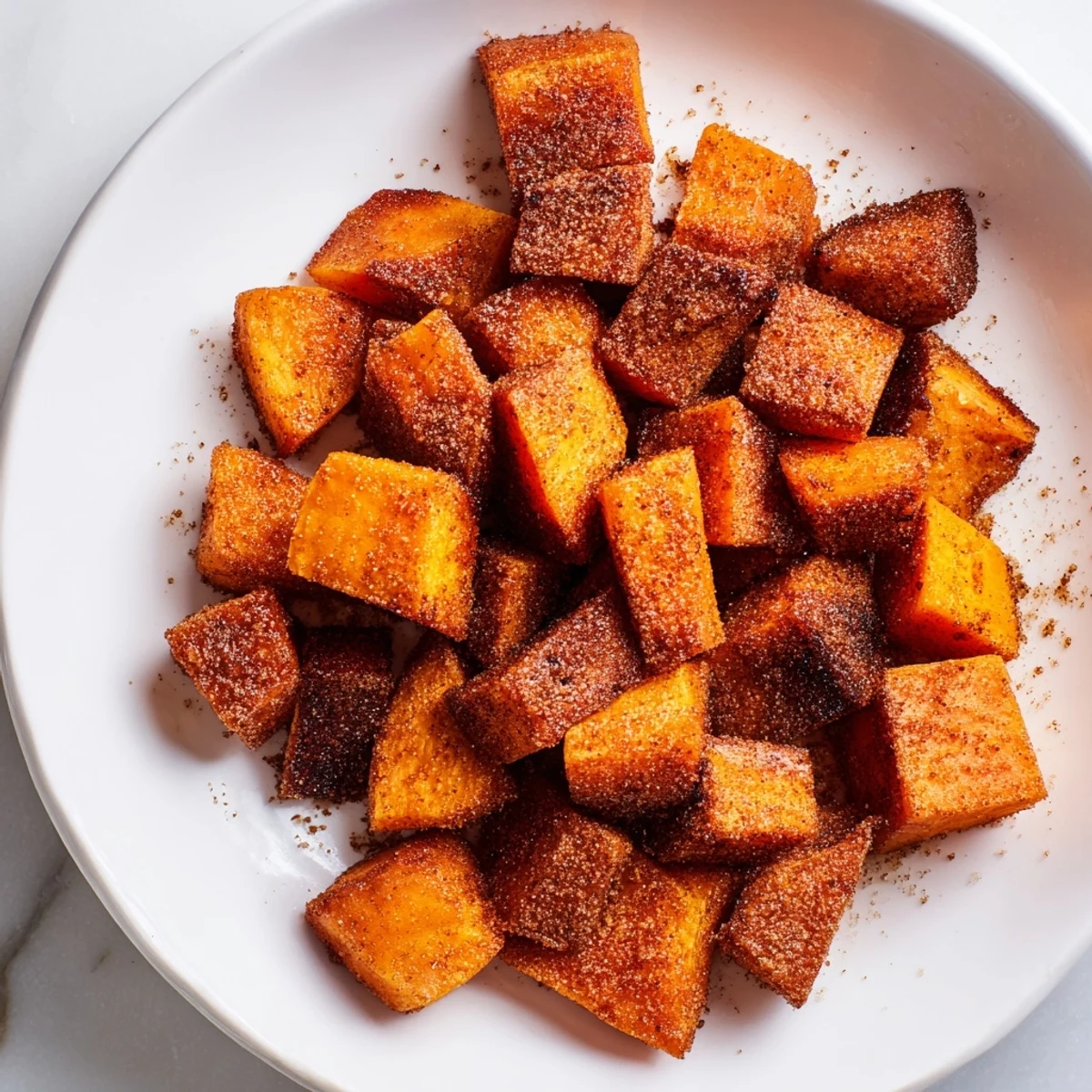 Accompagnez ce Roasted Sweet Potatoes with Cinnamon Sugar d'un filet de sirop d'érable pour une touche sucrée.