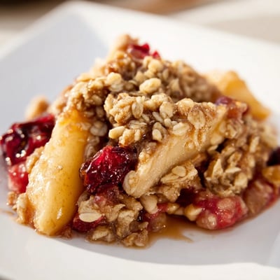 Winter Fruit Crisp garni d'un crumble d'avoine croustillant et doré