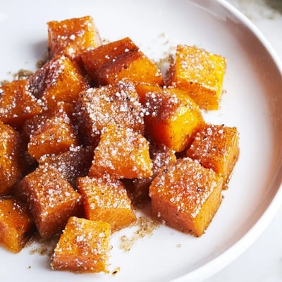 Des Roasted Sweet Potatoes with Cinnamon Sugar caramélisés et moelleux, saupoudrés d'un mélange épicé de cannelle et de sucre.